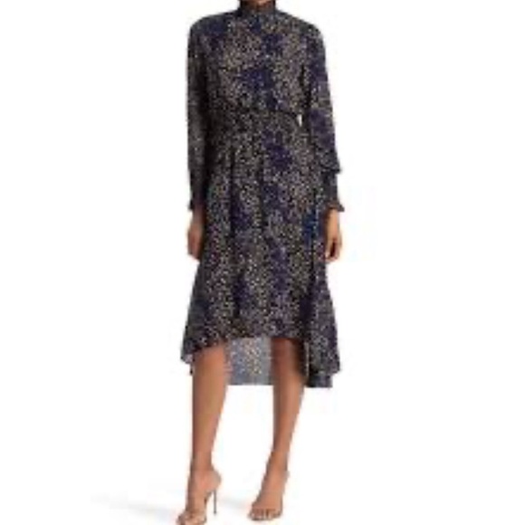 Nanette Lepore Smocked Waist Hi-Lo Midi Dress in Size 12 - Picture 2 of 11